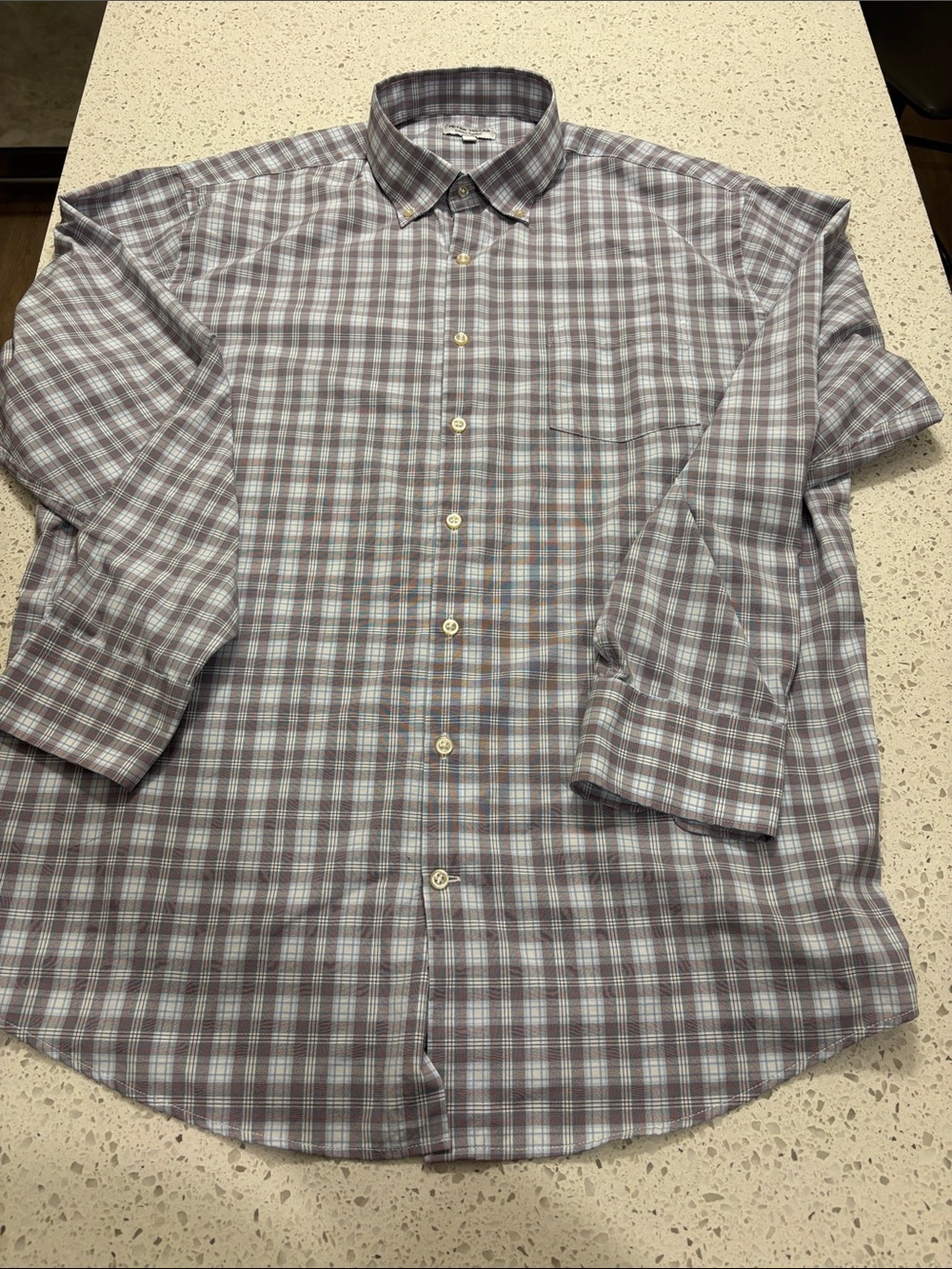 Peter Millar Summer Comfort Plaid Button-Down Shirt in Gray and Blue